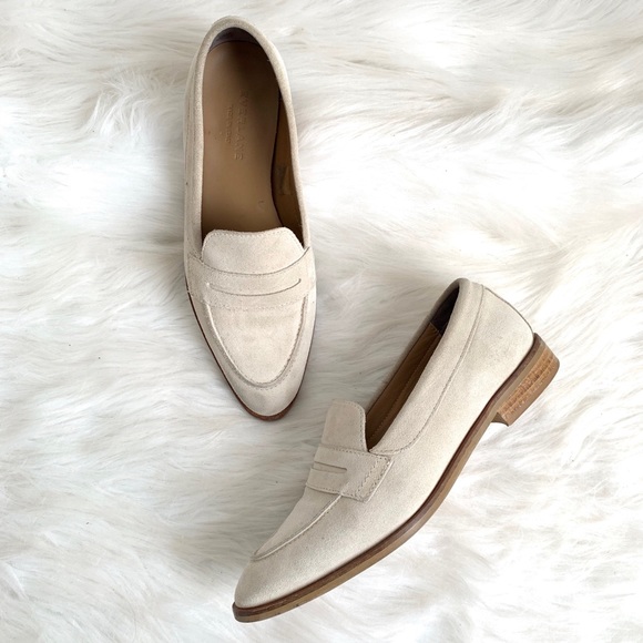 Everlane Shoes - Everlane Cream Suede Modern Penny Loafer size 6.5